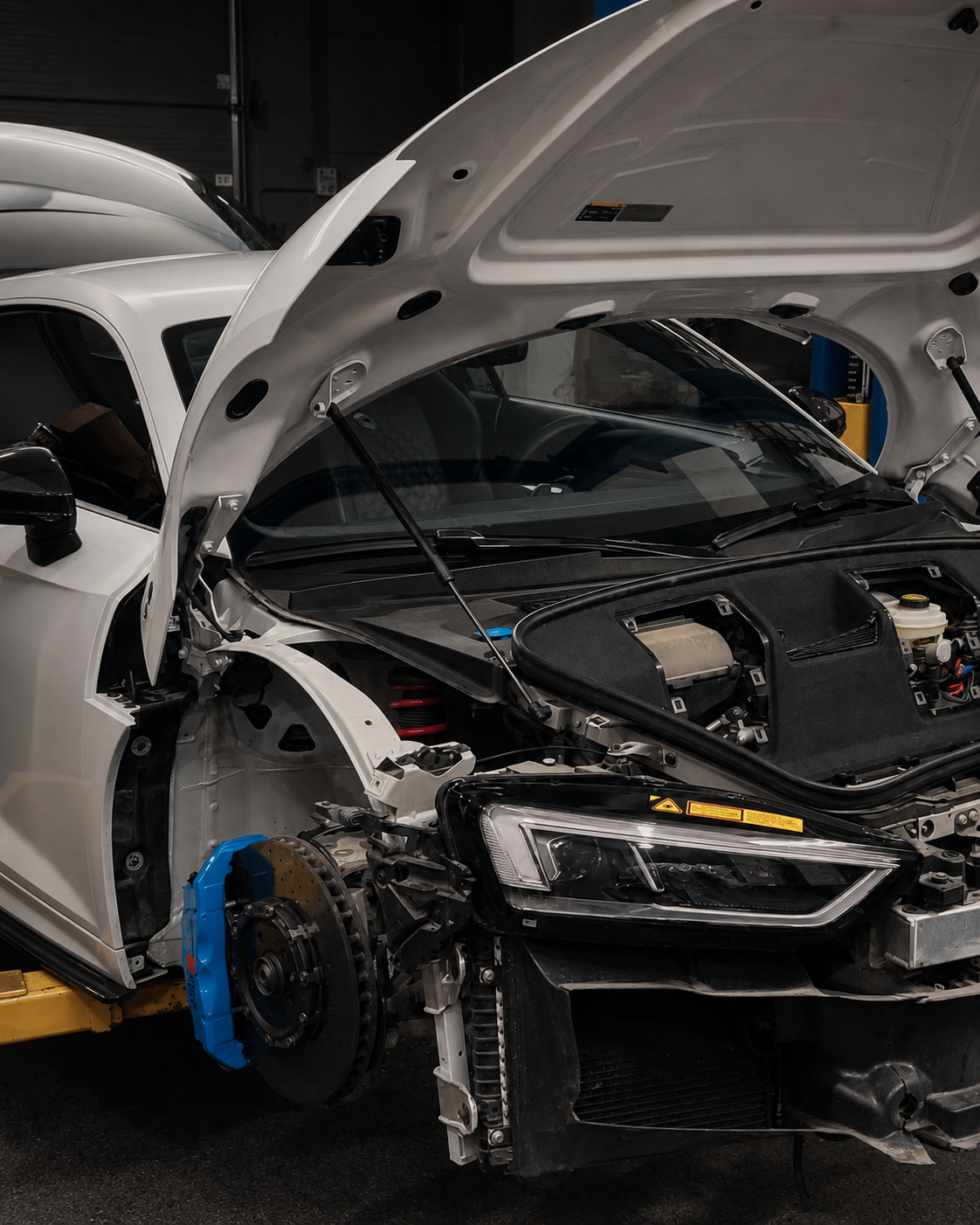 Audi R8 disassembled for service and diagnosis